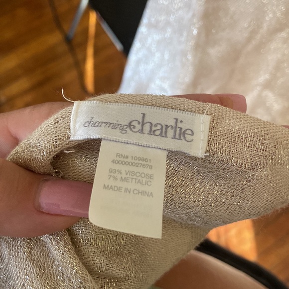 Cream and gold pashmina - Picture 3 of 3